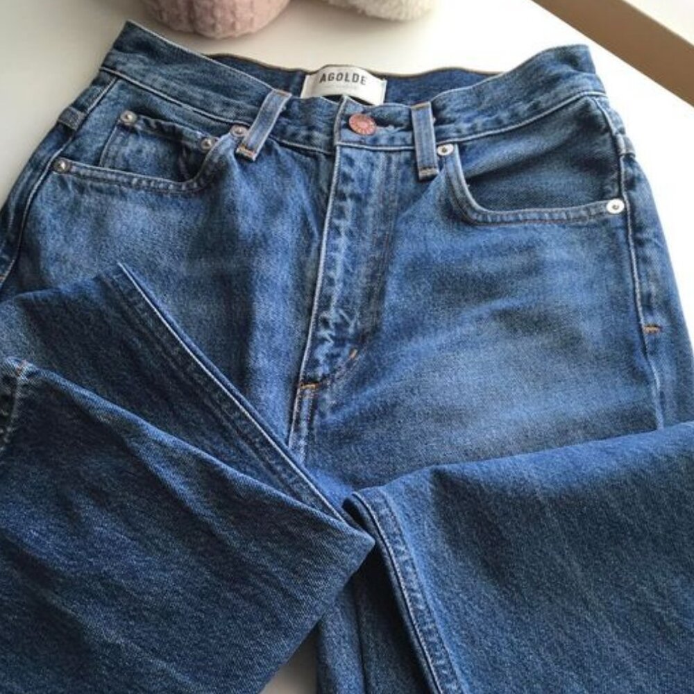 Agolde aritzia size 23 long boot cut jeans dark denim vintage